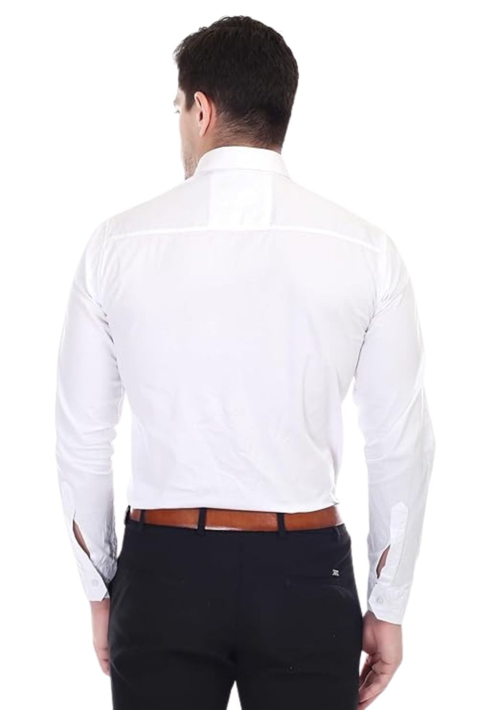 Men Plain White Casual Shirt - Image 5
