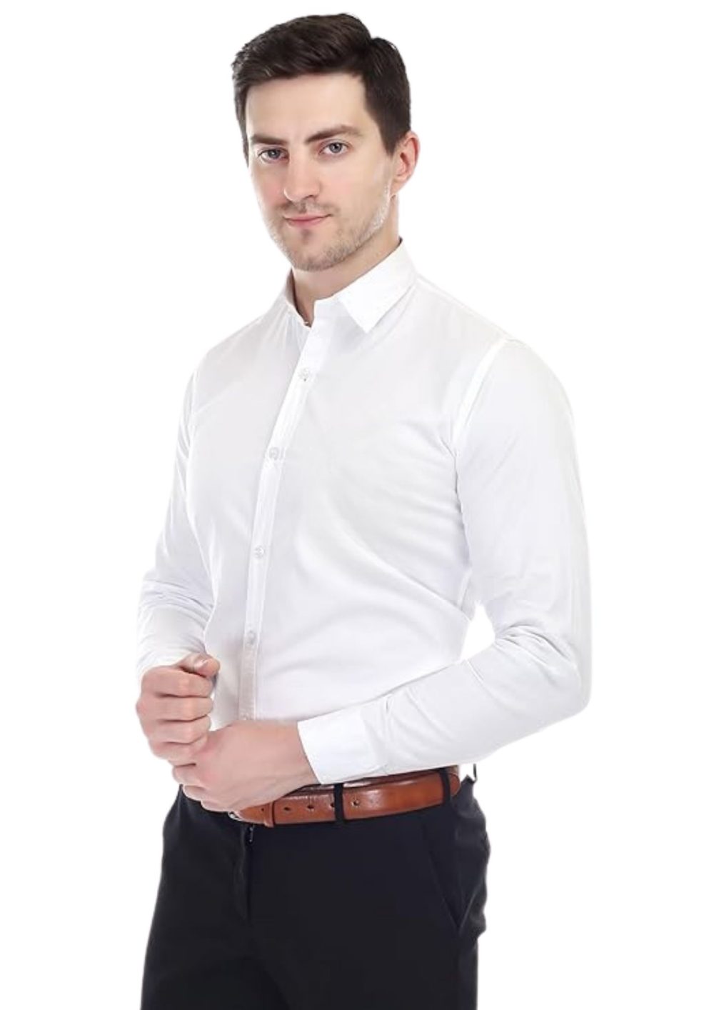 Men Plain White Casual Shirt