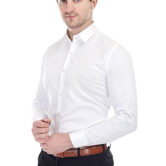 Men Plain White Casual Shirt