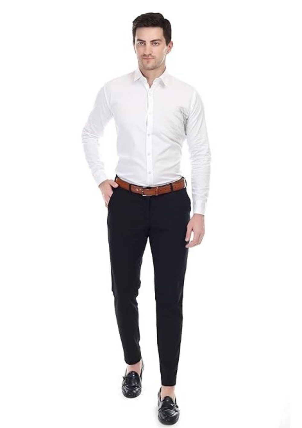 Men Plain White Casual Shirt - Image 2