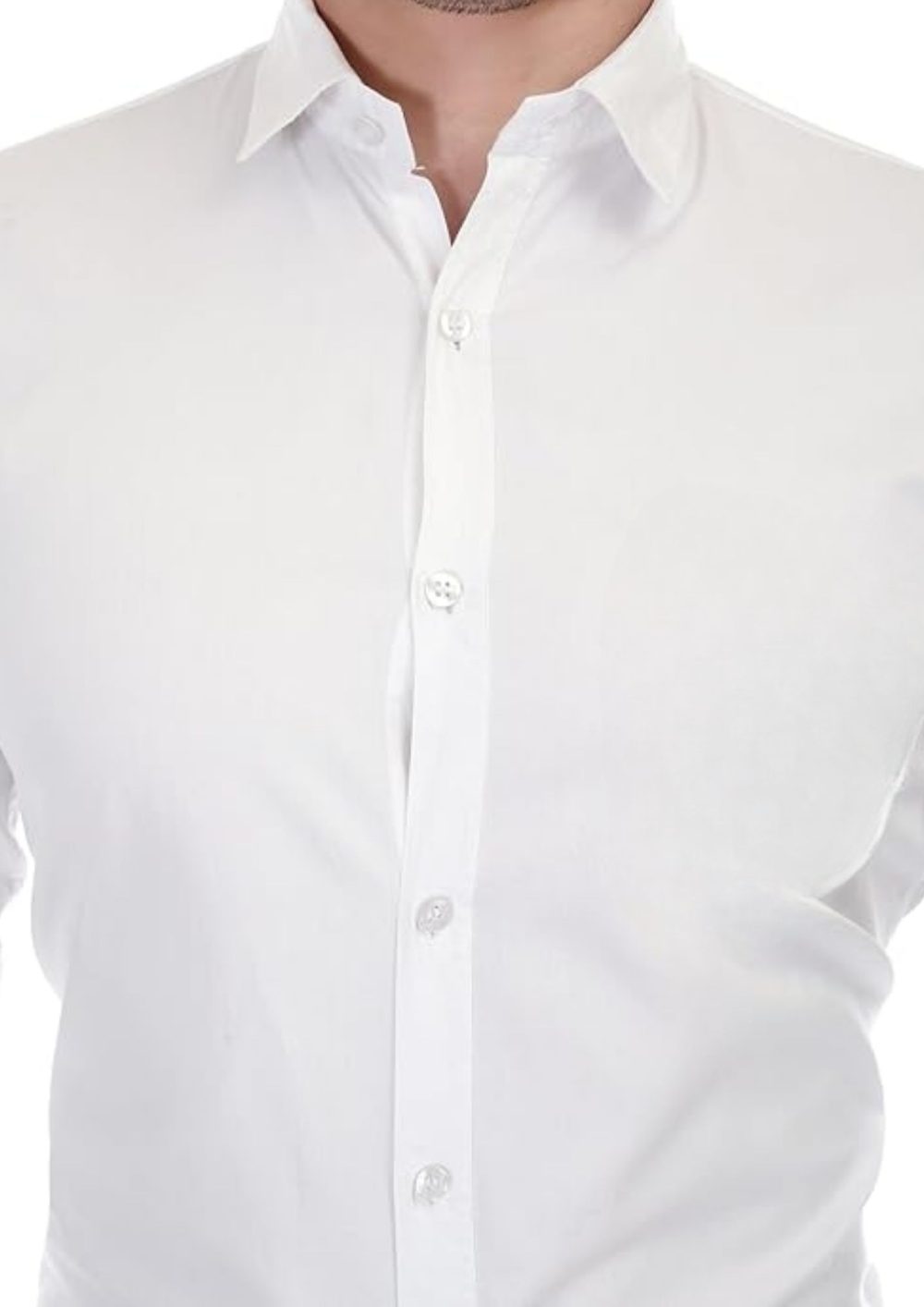 Men Plain White Casual Shirt - Image 4