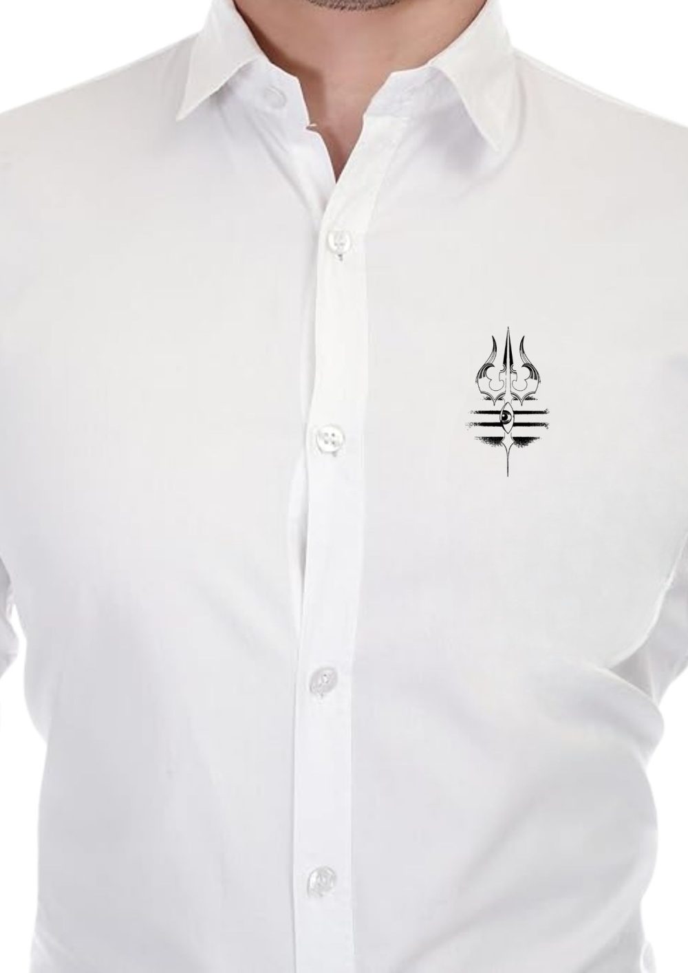 Men Shiv Trishul Printed White Shirt