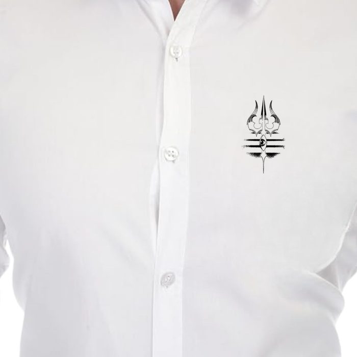 Men Shiv Trishul Printed White Shirt