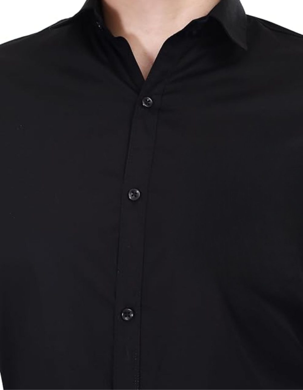 Men Plain Black Casual Shirt - Image 5