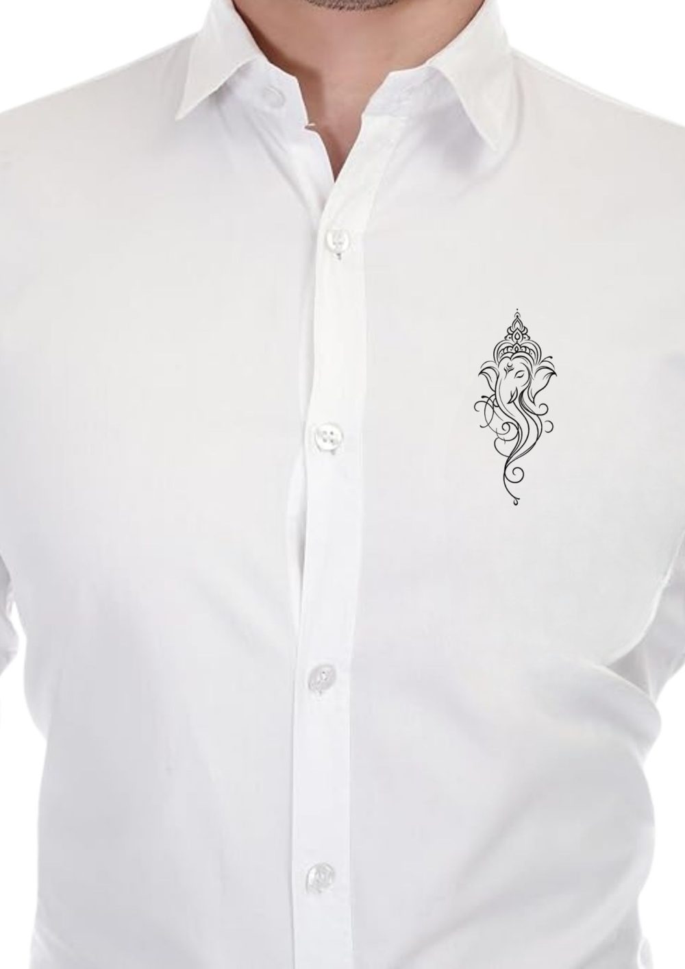 Men Ganesh Printed White Shirt