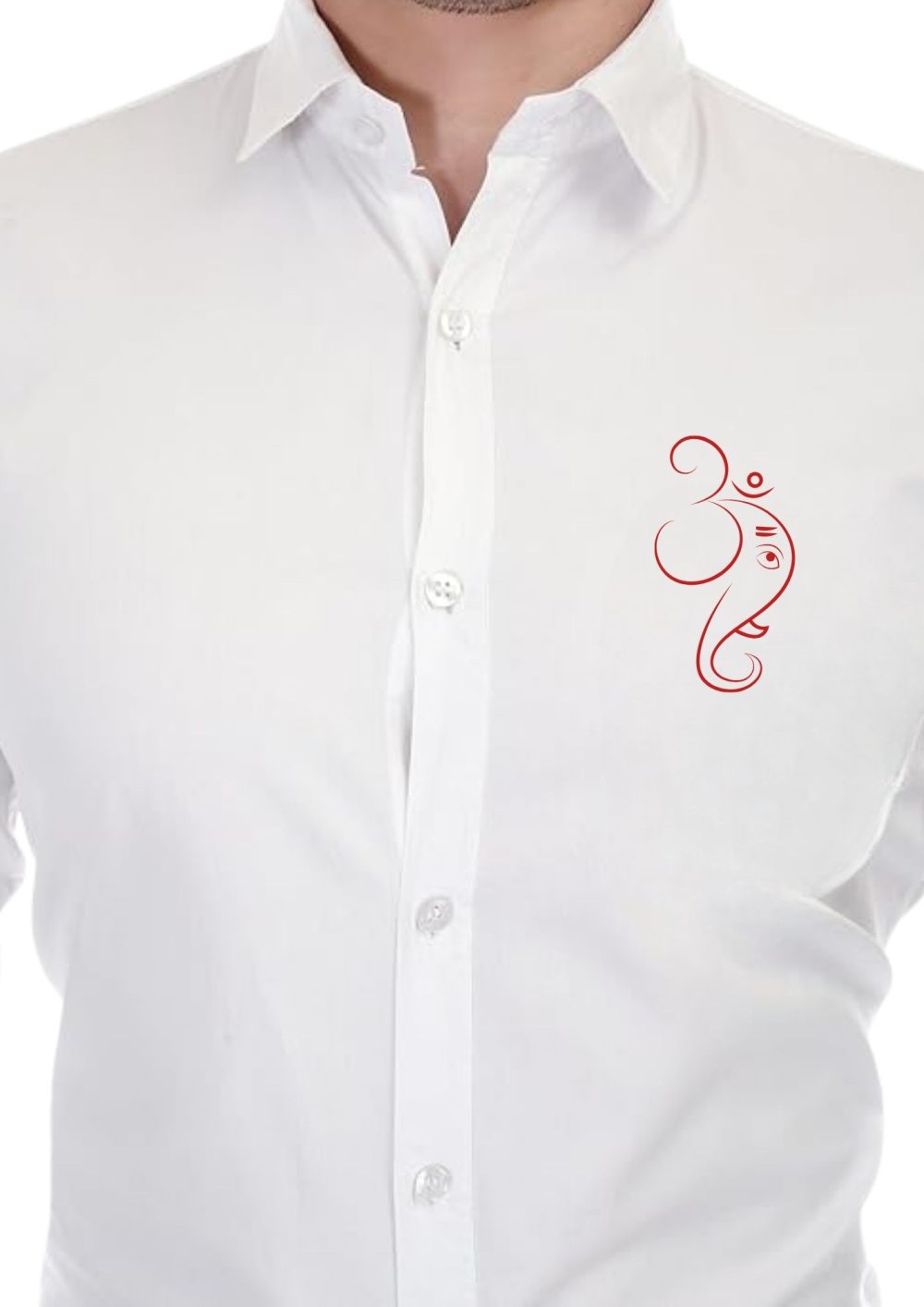 Men Om Ganesh Printed White Shirt