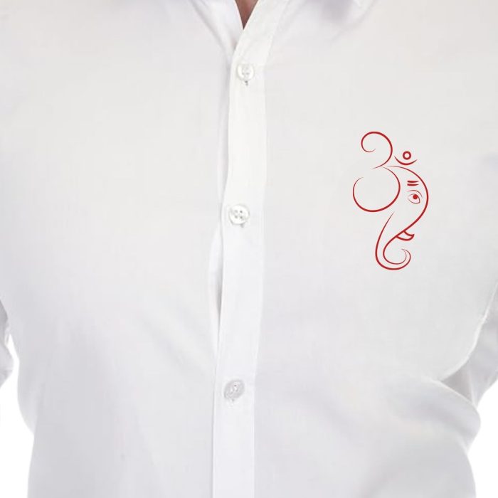 Men Om Ganesh Printed White Shirt